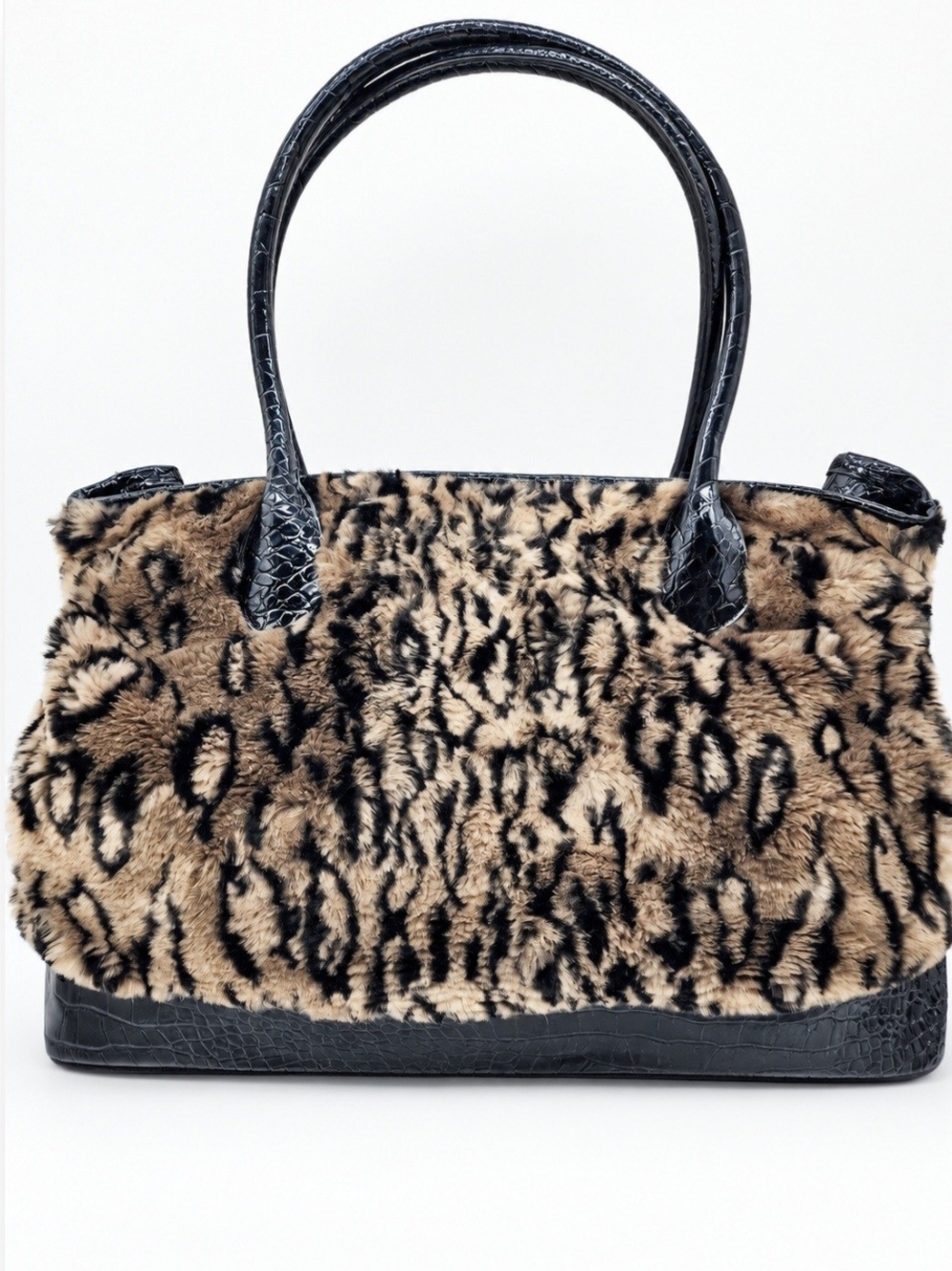 Fabulous Furs Y2K Vintage Faux Fur Large Shoulder Handbag